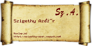 Szigethy Azár névjegykártya